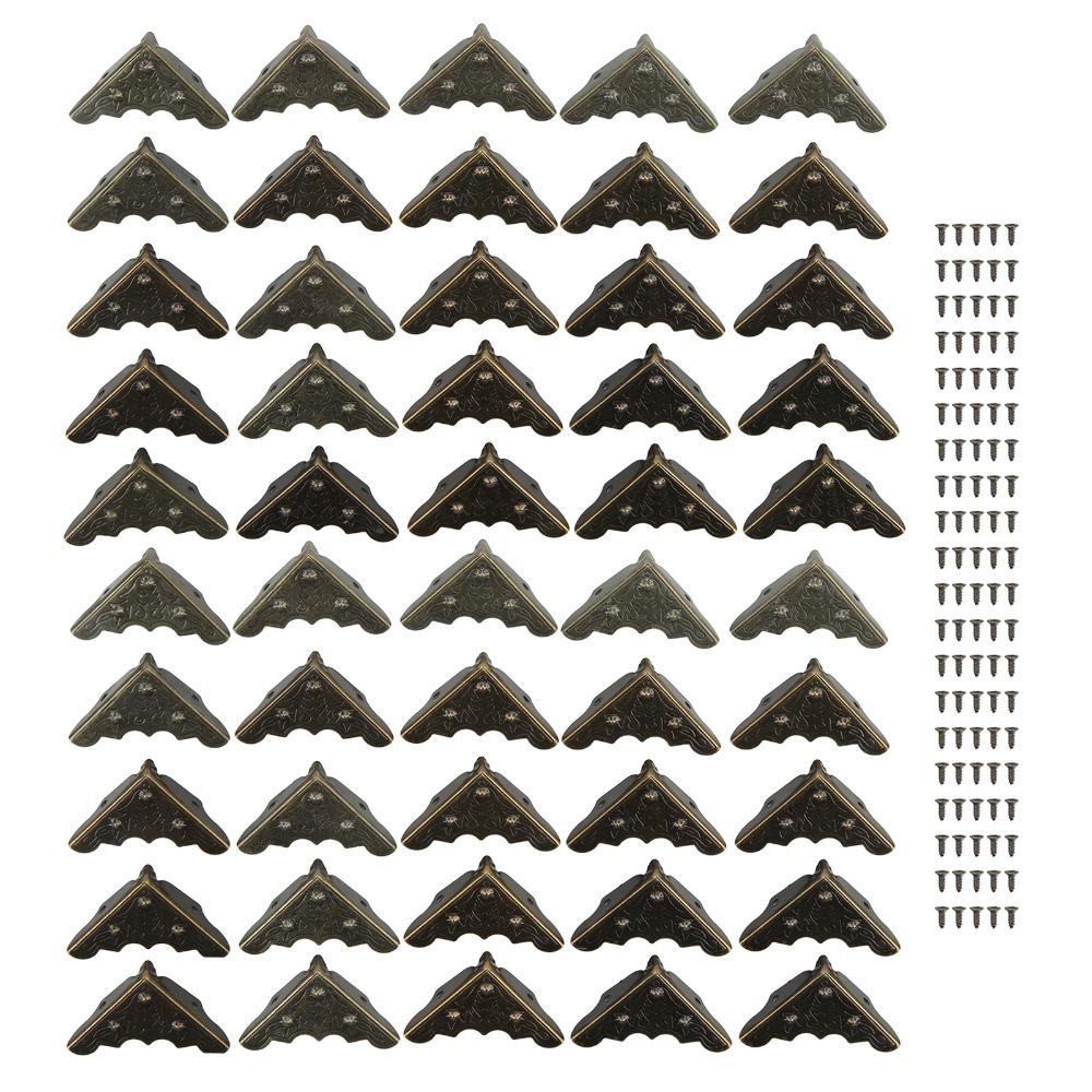 

50pcs Iron Metal Corner Protector Retro Vintage Durable Corner Protectors High Hardness With Screws Furniture Protectors