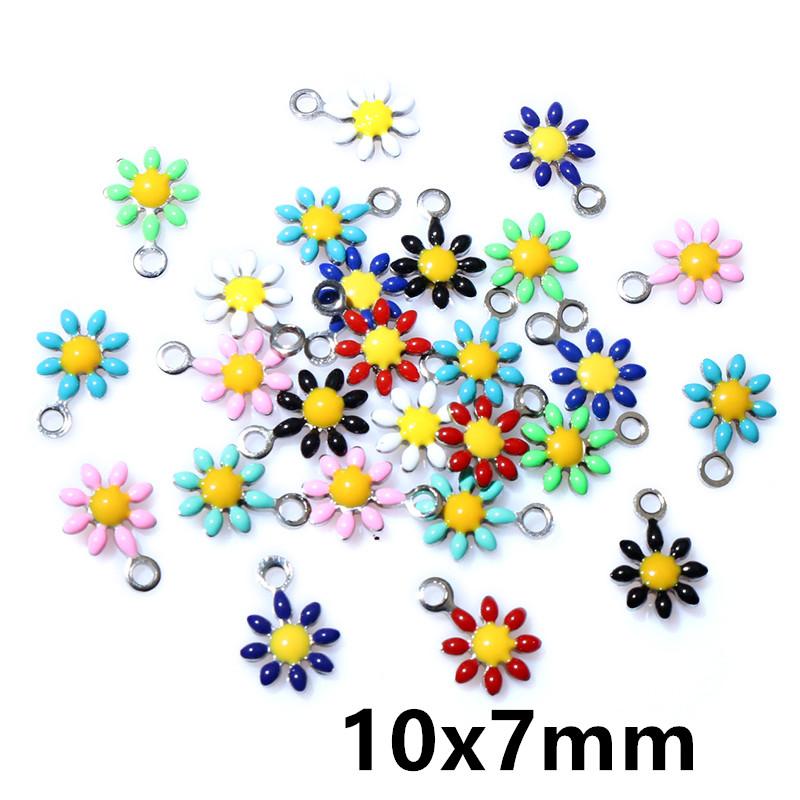 20pcs Random Mix Cute Stainless Steel Enamel Charms Pendant Fish Starfish Flower Evil Eyes DIY Jewelry Making Accessories