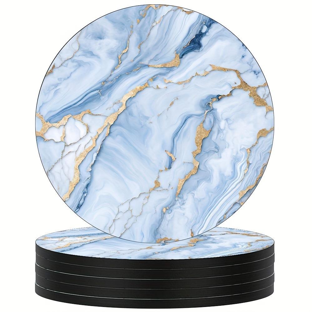 6pcs 4 Inch Drink Coasters Set Marble Veining Absorbent Coasters For Cold Drinks Wine Mugs Cups