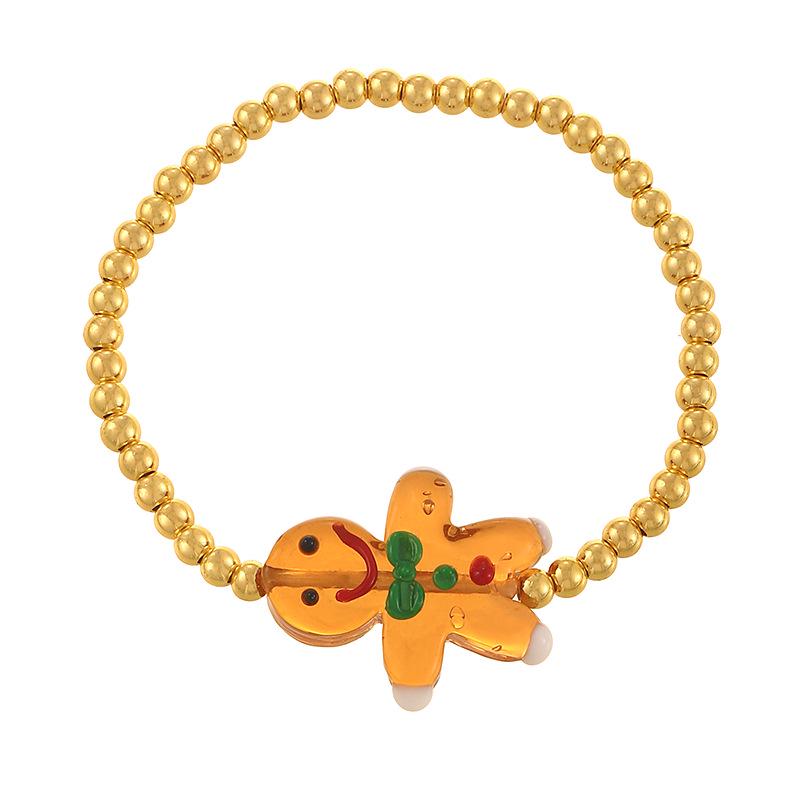 Festive Gingerbread Man Beaded Bracelet: Unique, Colorful Design for Women - Perfect Autumn/Winter Layered Best Friend Gift