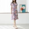 Dedra Women Pattern Short Sleeve Cooling Dress Ope3016
