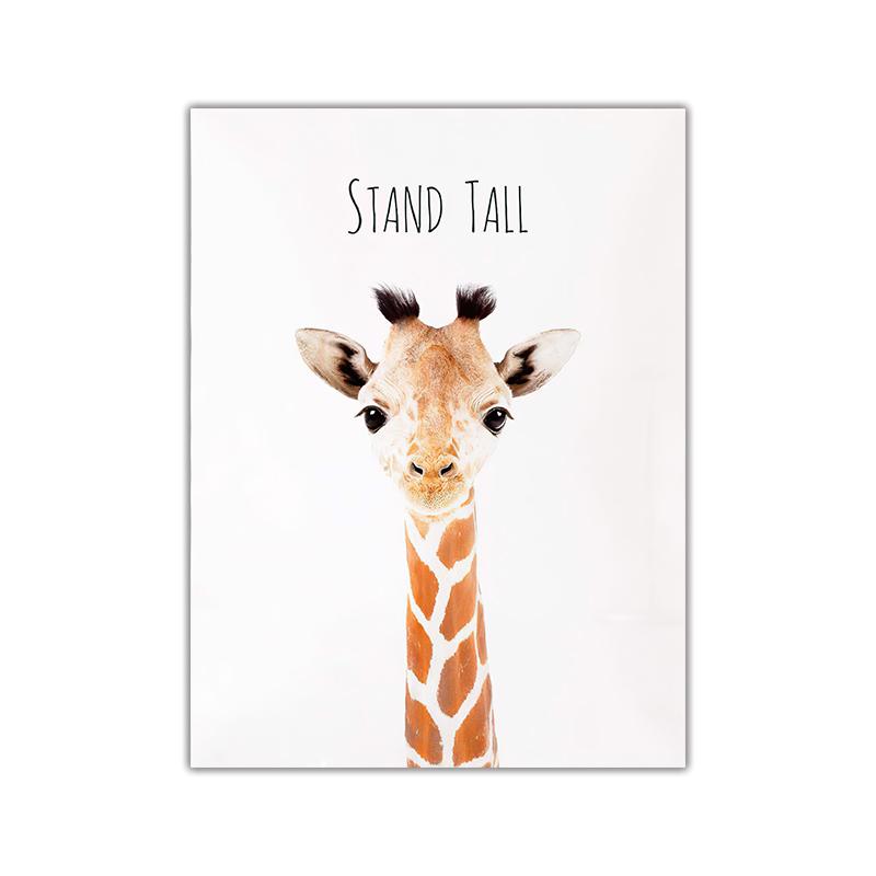 Girafa zebra elefante lona criança cartaz do berçário arte da parede imagem impressão pastagem pintura animal nórdico criança quarto do bebê deco