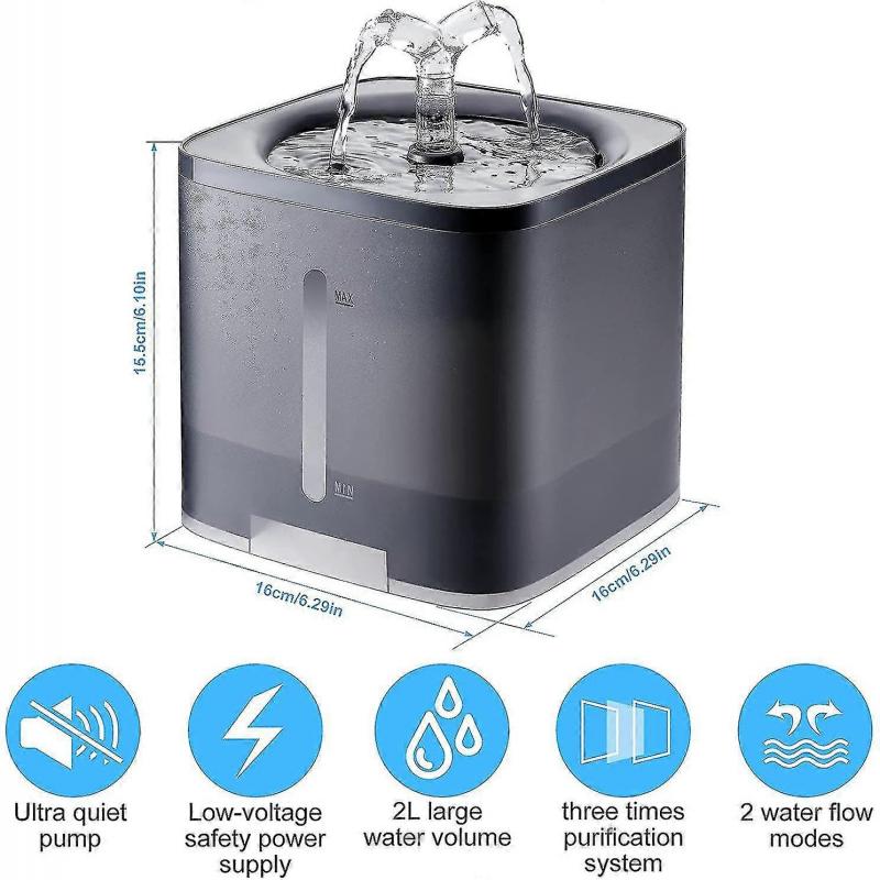 Cat Dog Water Fountain With Water Level Window Super Quiet European Standard Activated Carbon Filter Cotton Consumables