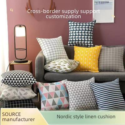 Leinen-Kissenbezug im nordischen Stil mit Logo für Zuhause und Sofa