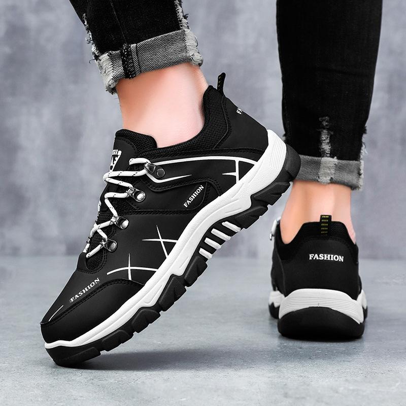 Men's Hiking Shoes Waterproof Leather Outdoor PU Shoes Wear-resistant Men Trekking Walking Hunting Tactical Sneakers Big Size 47