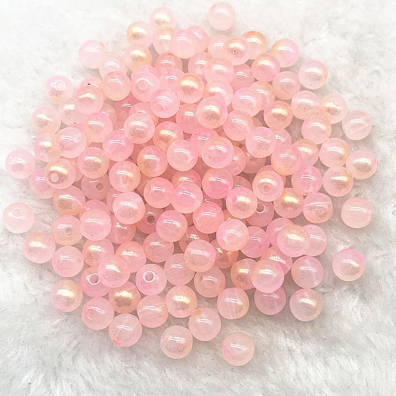 50pcs 8mm Double Color Imitation Jade Round Acrylic Beads Loose Spacer Beads Pattern for Jewelry Making DIY Bracelet Necklace