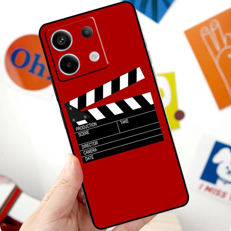 Film Movie Maker Clapperboard Take Funda For Xiaomi Redmi Note 13 Pro 10 11 12 14 Pro 11S 12S Case For Redmi 15 12C 13C 14C 10C