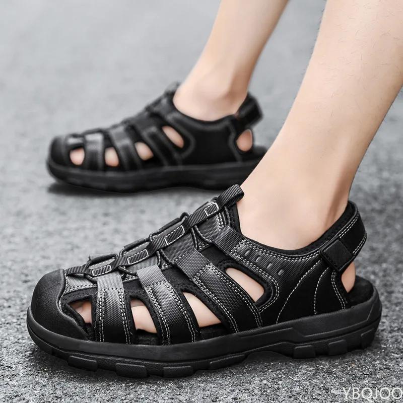 Fashion Mens Outdoor Trekking Sandals Summer Flat Non Slip Collision Avoidance Quick Drying Beach Shoes Hiking PU Brand Size 46