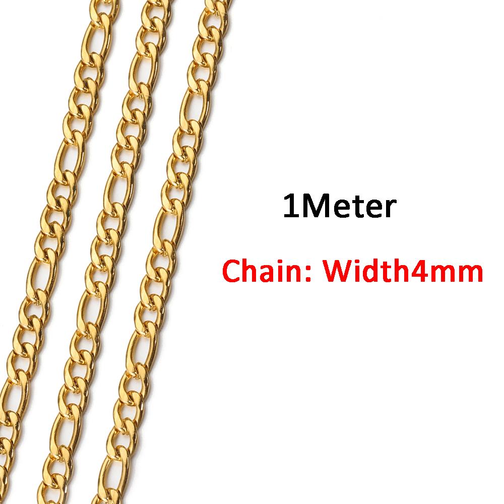 2Meters/1Meter Stainless Steel Chain High Quality Gold Color Chains for Bracelet Necklace Jewelry Making DIY Findings Wholesale