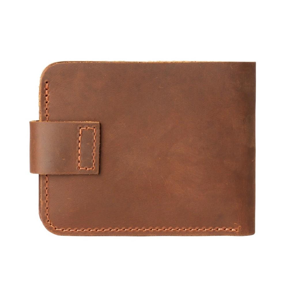 2025 Genuine Vegetable Tanned Leather Card Holder Minimalist Wallet Button Closure Large Capacity Coin Purse for Driver License