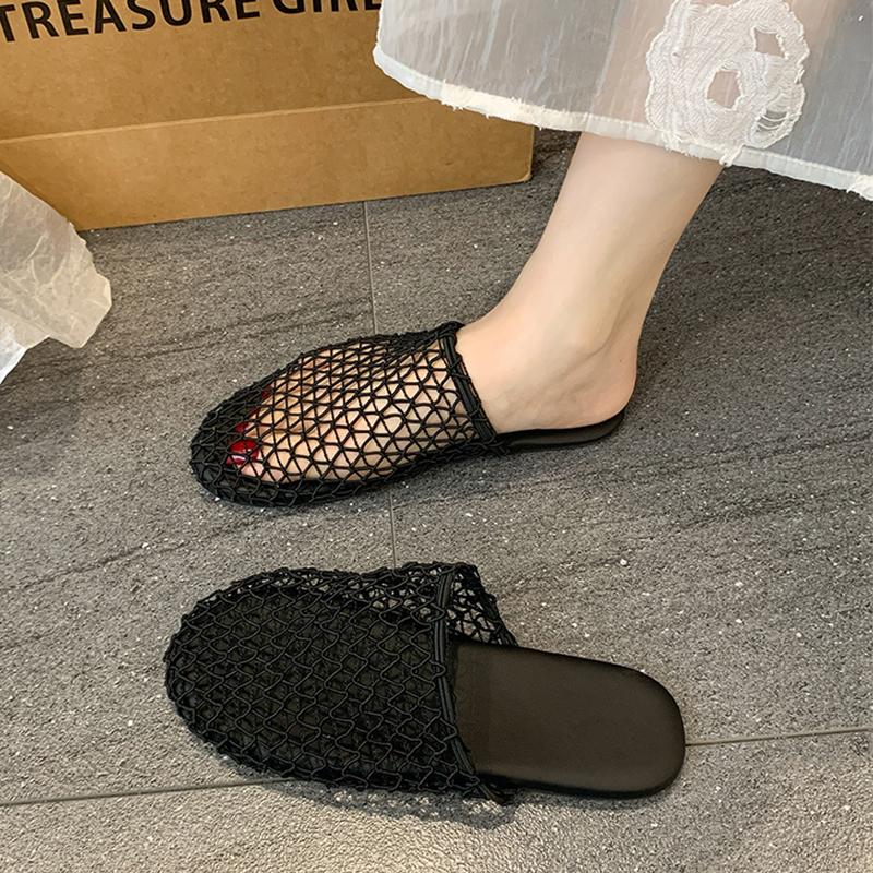 Fashion Fretwork Heels Shoes Cover Toe Slippers Flat Luxury Slides Designer Fashion Fretwork Heels Slippers Casual Cover Toe Shoes Woman