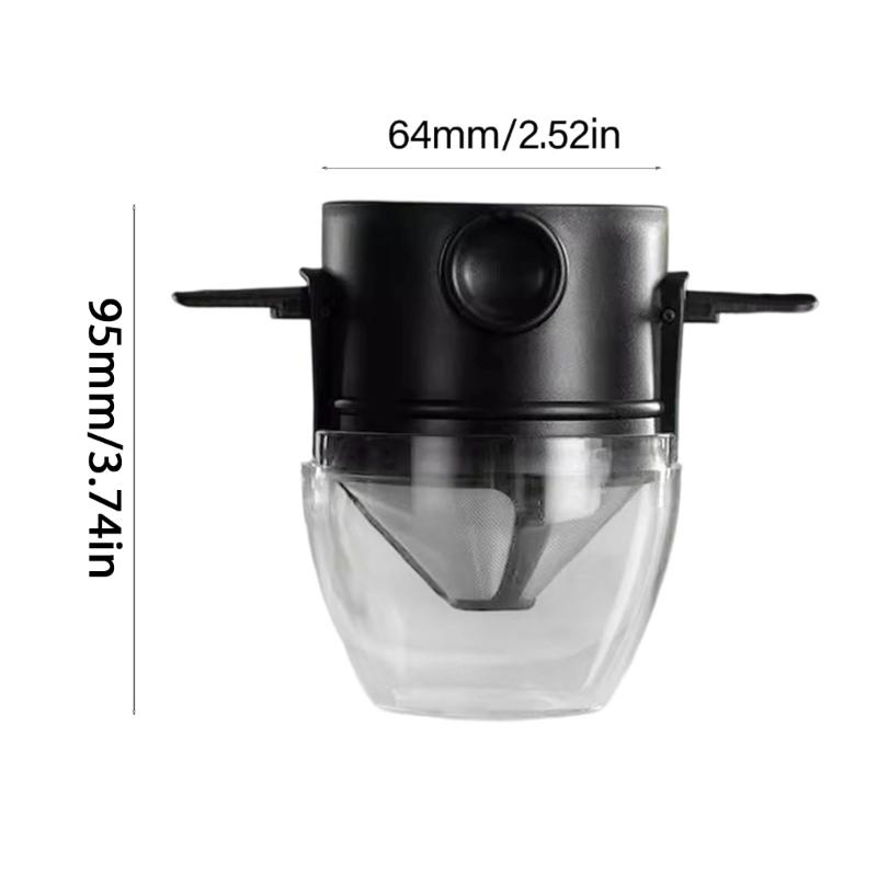 Stainless Steel Coffee Filter Double Layer Design Portable Foldable Dripper for Home Office Travels and Outdoor Brewing