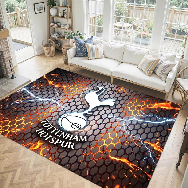 Tottenham Hotspur Design Crystal Velvet Carpet Cozy Non?Slip Printed Rug For Bedroom Living Room Entrance