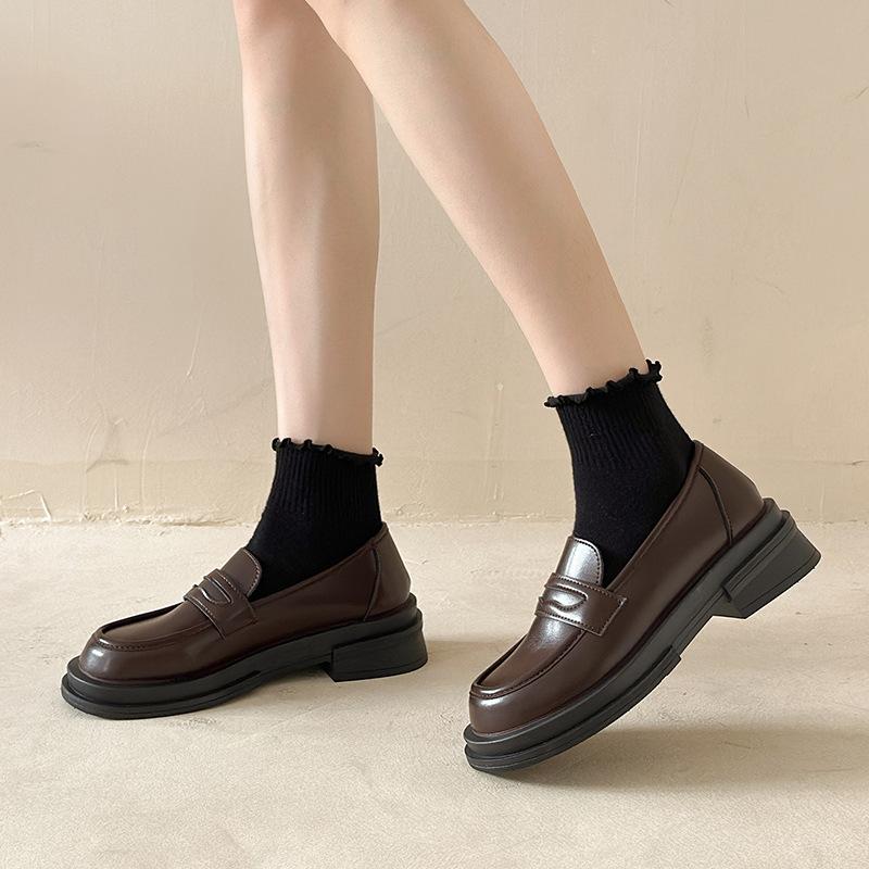 Soft-soled Small Leather Shoes Women's 2025 Spring and Autumn New British Style Black Platform One-pedal Loafers Jk Uniform Single Shoes