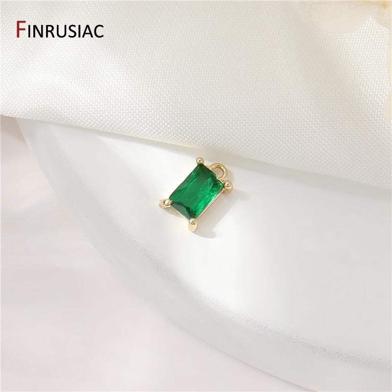 DIY Pendant Necklace Making Accessories 14K Gold Plated Brass Zircon Geometric Charms For Women Jewelry Making Supplies