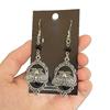 Exquisite Retro Oval-shaped Black Natural Stone Relief Pattern Ancient Silver Moth Dangle Earrings for Woman Gothic Jewelry Gift