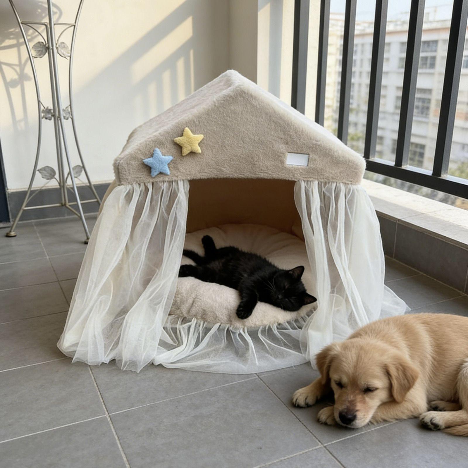 

Маленькая стирающаяся кружевная плюшевая палатка для питомца: Уютный домик для собак и кошек L Standard Pet Nest