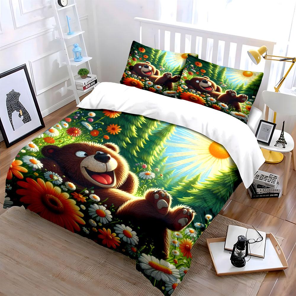 Sunny Forest Bear Relaxation Set Exquisite Three-Piece Bedding Set Gift For Kids And Adults