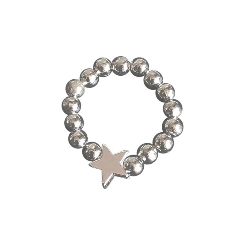 Colorful Crystal Beaded Elastic Ring Adjustable Stretch Stacking Rings Elastic Star Heart Bead Ring for Women Girl Teen 1