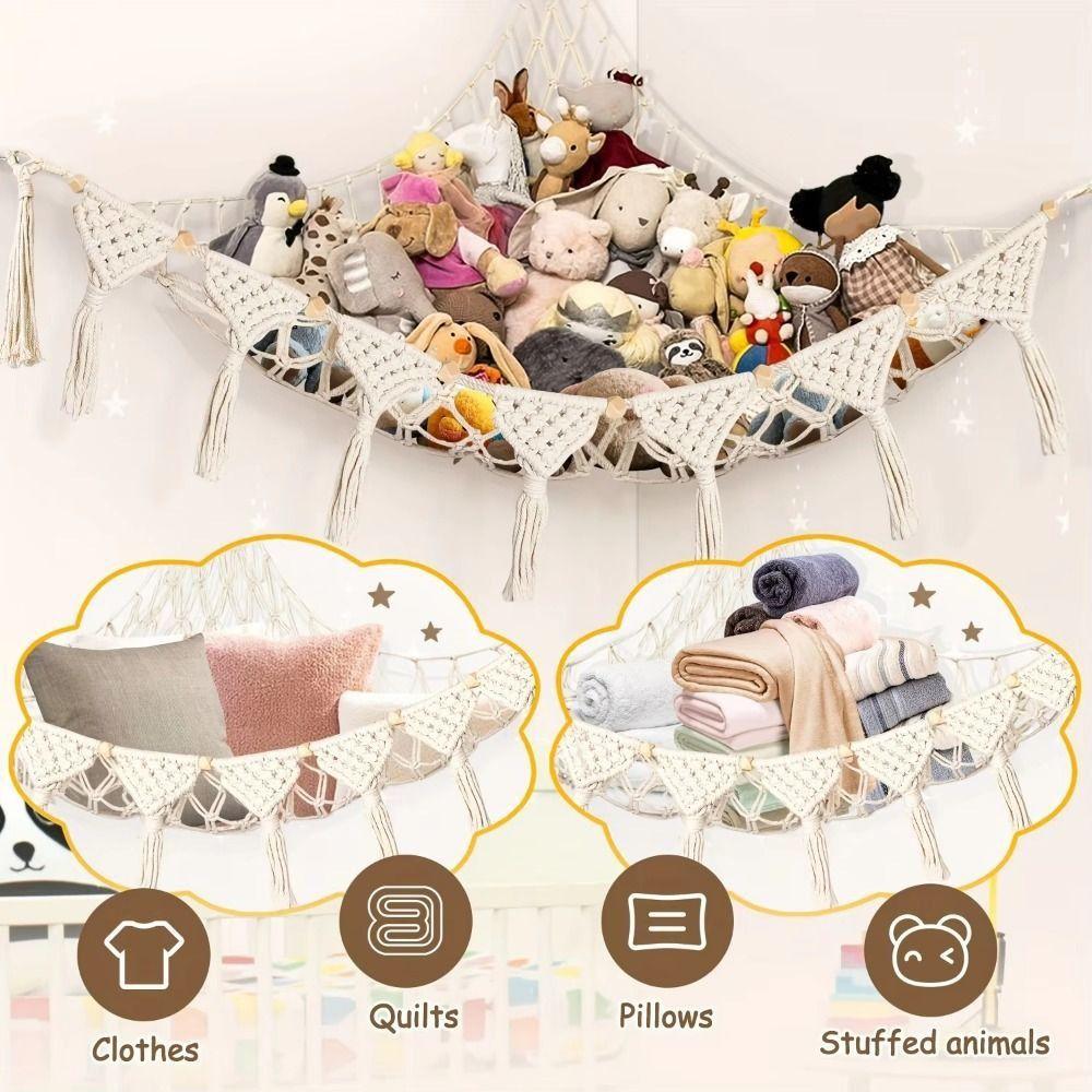 Jumbo Toy Hammock Storage Net Giant Capacity Mesh Toy Net Holder Stuffed Animal Hammock  Bedroom