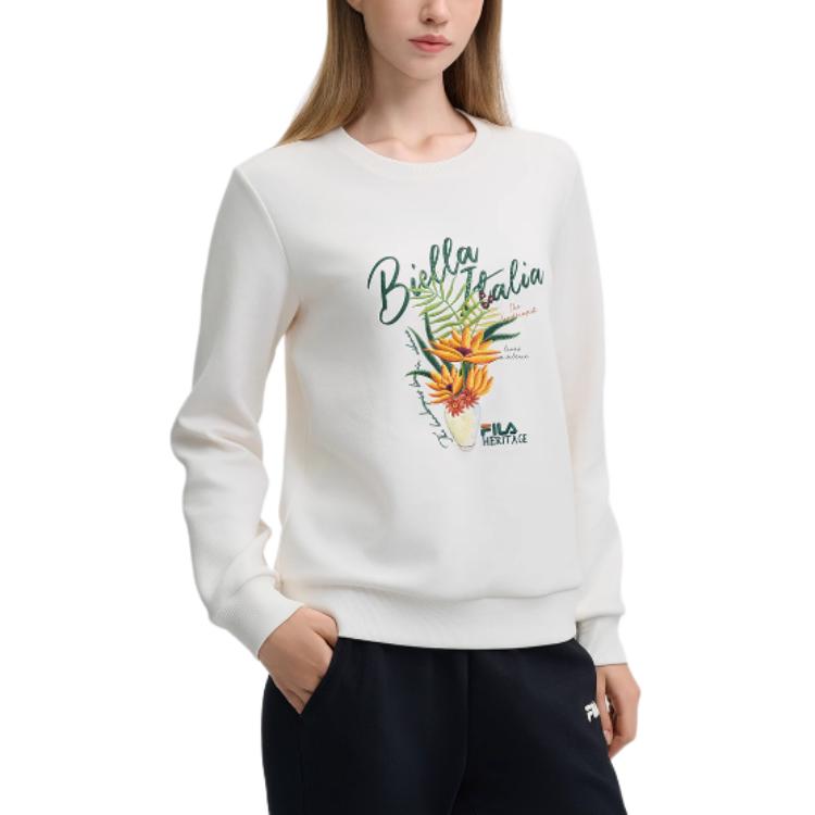 Fila X Rousseau Heritage Series Fashion Casual Comfortable Versatile Sweatshirt Women Tops Oatmeal F11W448210F-BG