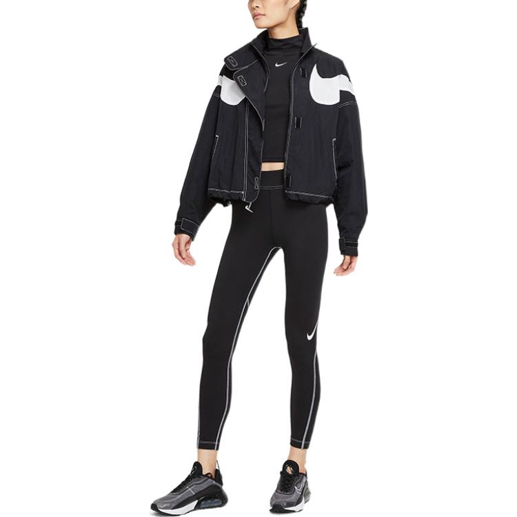 Nike Sportswear Swoosh Symmetrical Stand Collar Woven Jacket Women Outerwear Black DD5585-010