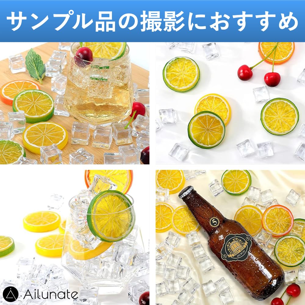 Ailunate Fake Ice Acrylic Crystal Ice for Food Photography and Display 30-Piece Cubes, Cubes, 18mm, 25mm, 30mm,