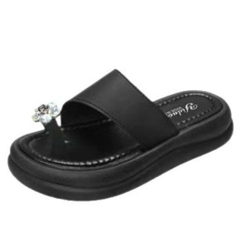 Set of Toe Slippers for Women To Wear Spring New Retro Fashion Rhinestone Small Thick-soled Cool Slippers