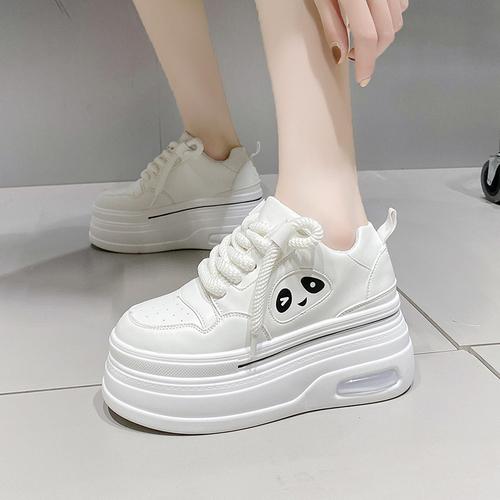 

fashion 8.5CM High Platform Sneakers Women Casual Leather Sport Shoes Autumn Vulcanized Skateboard White Shoes Woman Chaussures Femme 39 белый