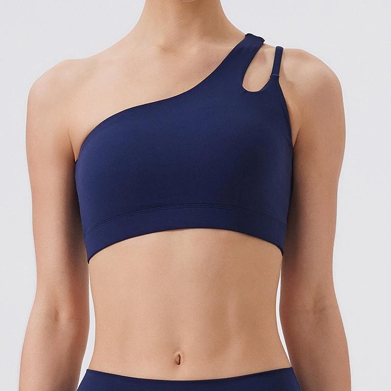 Gränsöverskridande Enaxlad Sport-BH för Yoga med Oregelbundna Band - Stötsäker, Vacker Ryggdesign för Fitness & Löpning