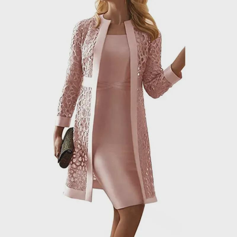 Women's Lace Cardigan Dress with Two Coats
