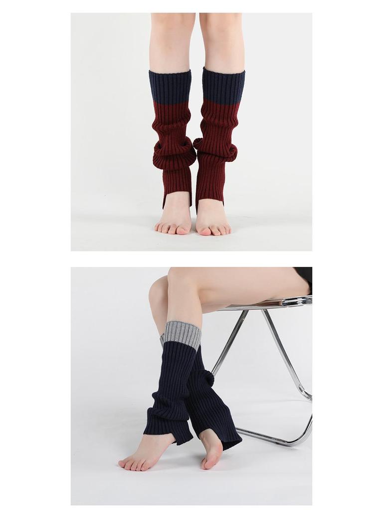 MEIKAN Women's Knee-High Extra Thick Scrunch Socks Y2K Colorblock Leg Warmers
