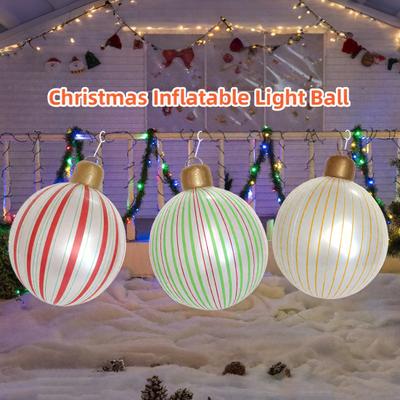 Yousheng 16" Giant Inflatable Christmas Ball Ornaments Large PVC Blow Ball Decorations for Indoor Outdoor Yard Lawn Porch Decor