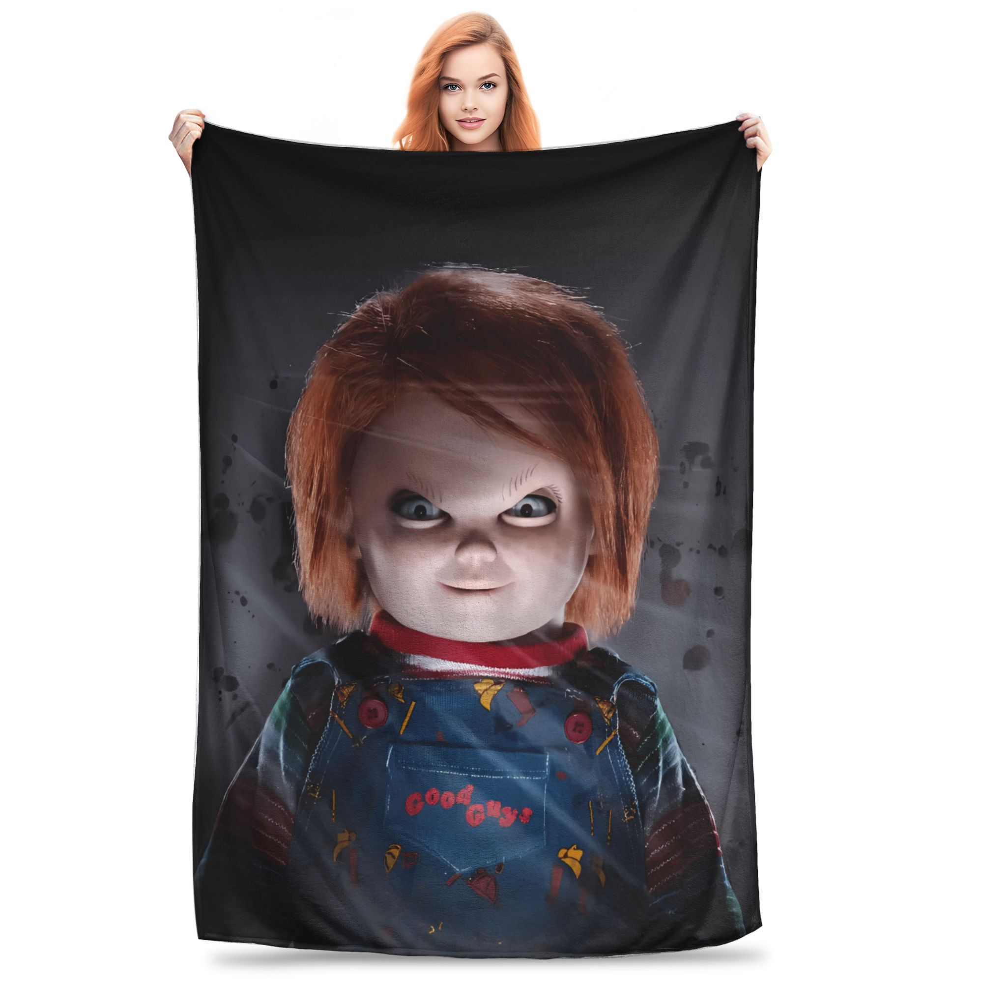 

Super Soft BlanketStudents Airplane Travel Chucky Halloween Spooky Throw Blanket Flannel Chair Sofa Bed Novelty Sofa Bed Cover 75x90cm