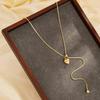 Salircon Fashion Simple Gold Color Stainless Steel Love Heart Long Pendant Necklace for Women Charm Jewelry Accessories New