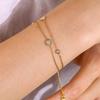 18K Gold Plated Stainless Steel Sun Moon CZ Bracelet for Women Dainty Thin Chain Celestial Mix