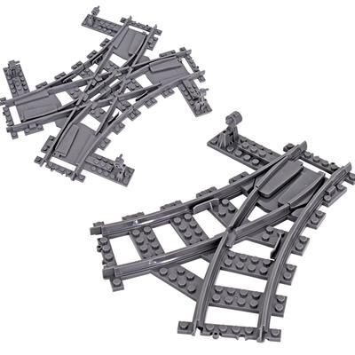 MOC City Train Rail Crossing Binari flessibili Binari dritti curvi biforcuti Blocchi di costruzione Mattoni Giocattoli creativi fai da te