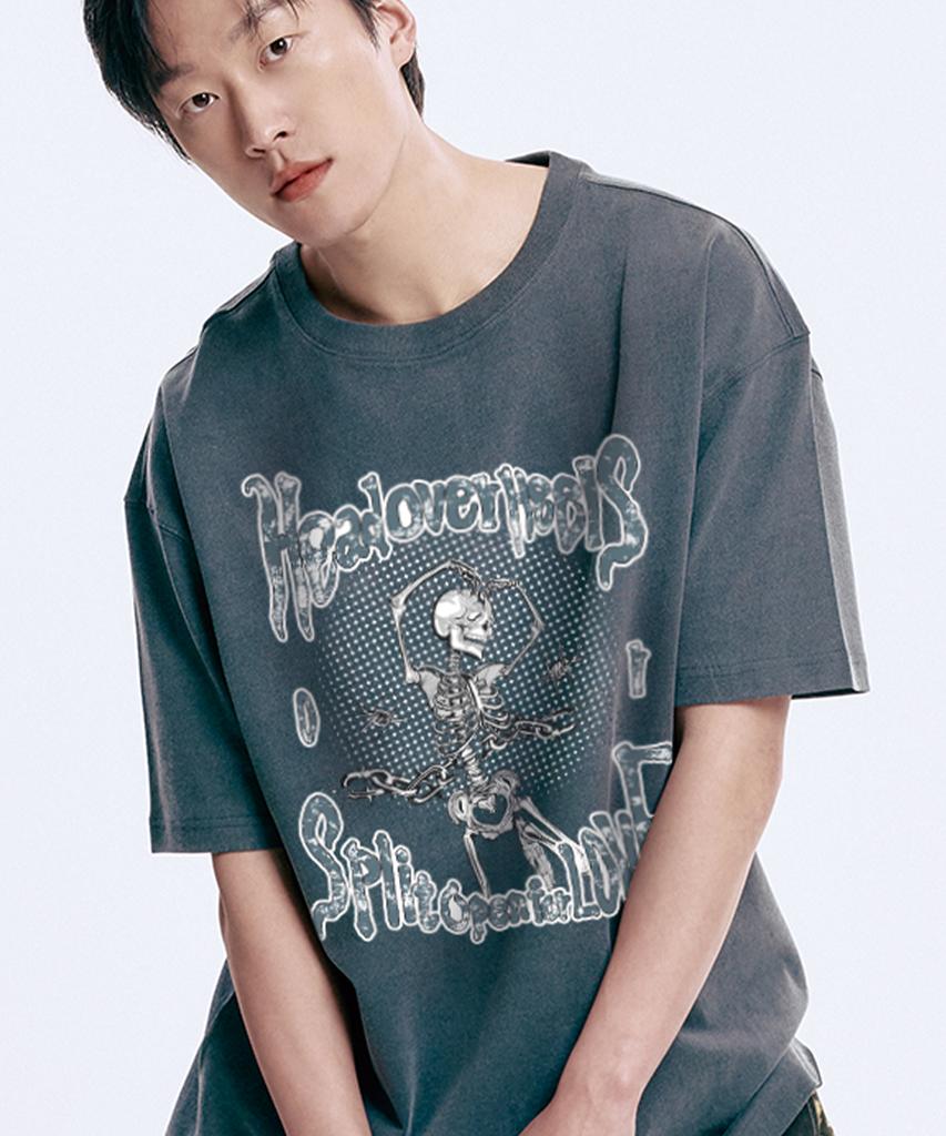 WILDROCK Wild Head Over Heel Pigment Overfit Short Sleeve T-Shirt_5 Col