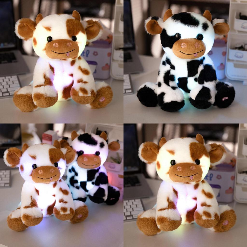 Adorable Glow In The Dark Plush Cow Doll Soft Stuffed Animal For Kids And Infants