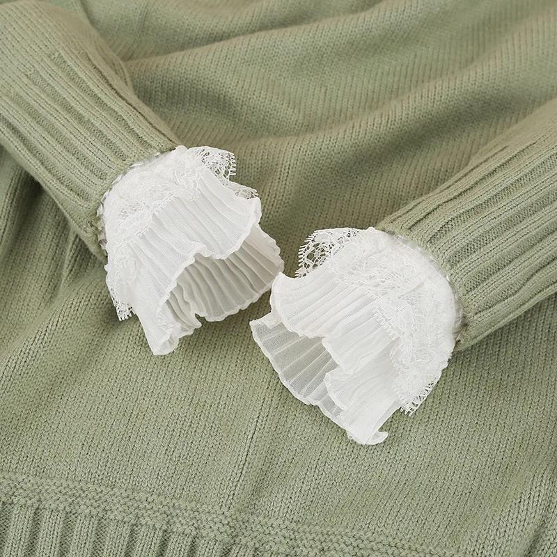 Fashion White Sweater Fake Sleeves for Women Hollow Out Floral Lace Horn Cuffs Embroidery Elastic Wrist Warmers Fake Cuffs