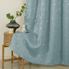 Linen Curtains Drapes for Living Room Bedroom Decor Embroidery Star Curtains Eyelets Darkening Grommets Top Kids Windows Panel