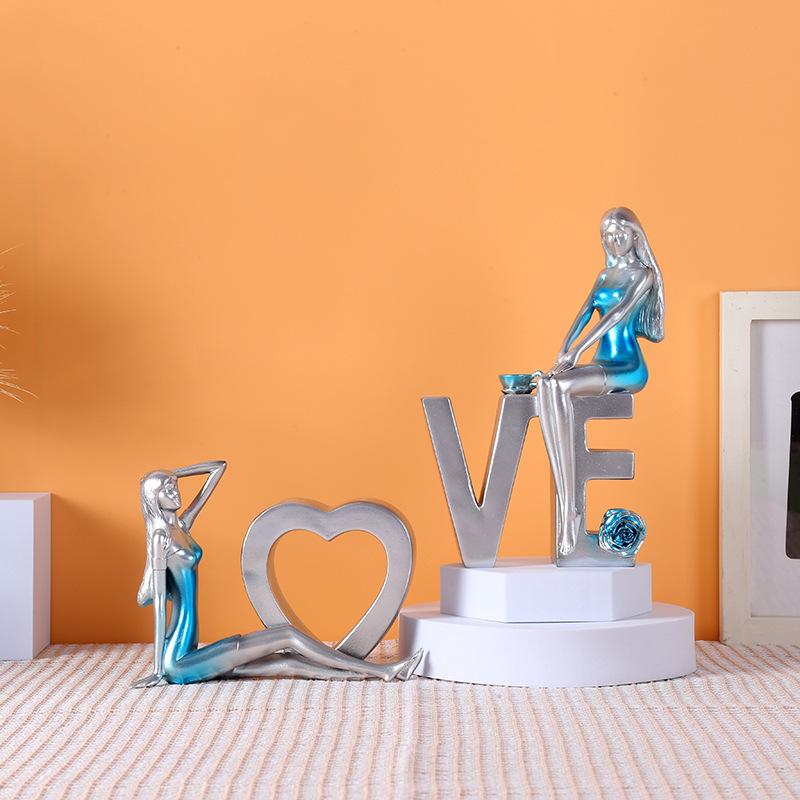 Love Girl Ornaments Home Decor Accessories  Modern Minimalism Valentine's Day Gift  Resin Crafts Living Room Decoration
