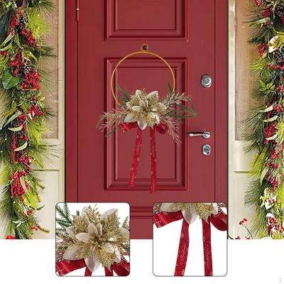 Christmas Hoop Wreath Decor Multifunctional Wall Hanging Ornament Front Door Hanger for