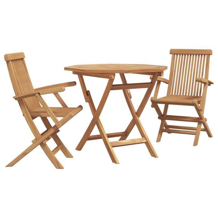 VidaXL Ensemble Bistro de Jardin Pliable 3 Pièces en Bois Massif d'Acacia 3385965