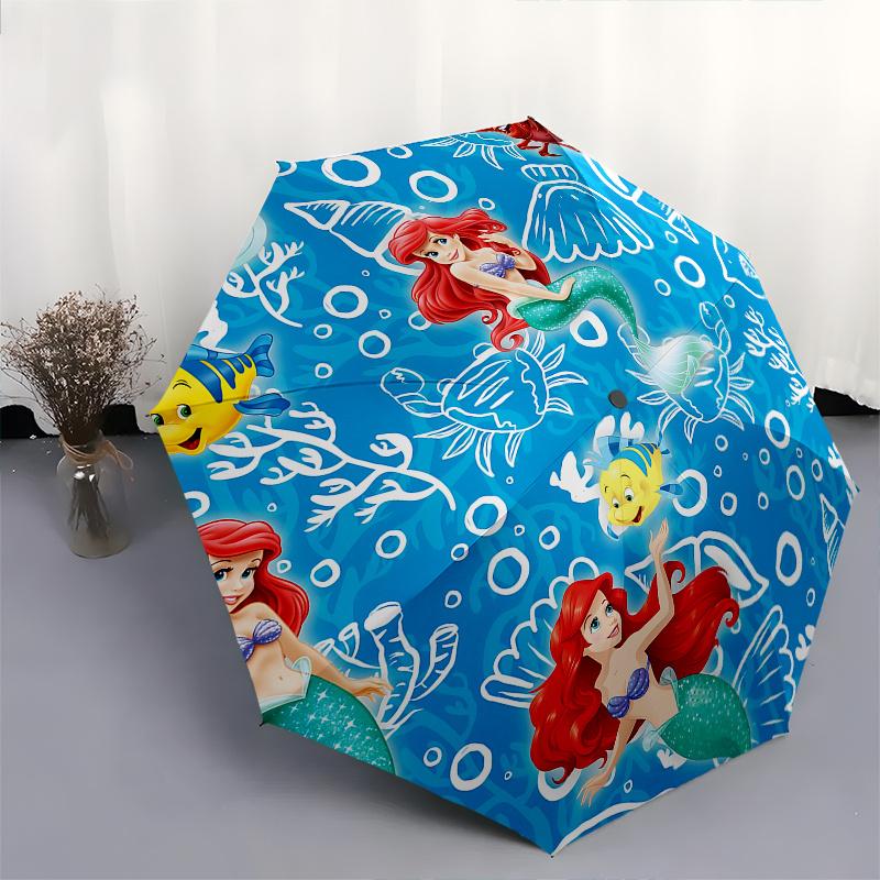 Mermaid, Sea Creatures Automatic Opening and Closing Umbrella, Compact Travel Umbrella, Lightweight and Portable, Suitable for Beach Commuti