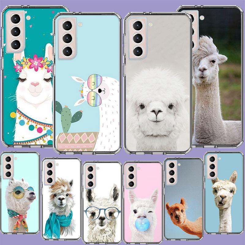 Cute, Naughty, Cool Alpaca Phone Case For Samsung S25+ Edge Galaxy S24 FE S23 Ultra Capa Shell S22+ S21 Plus S20 FE Cover Silico