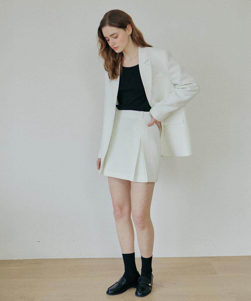 Yeoppe Pleated Tweed Skirt_Ivory