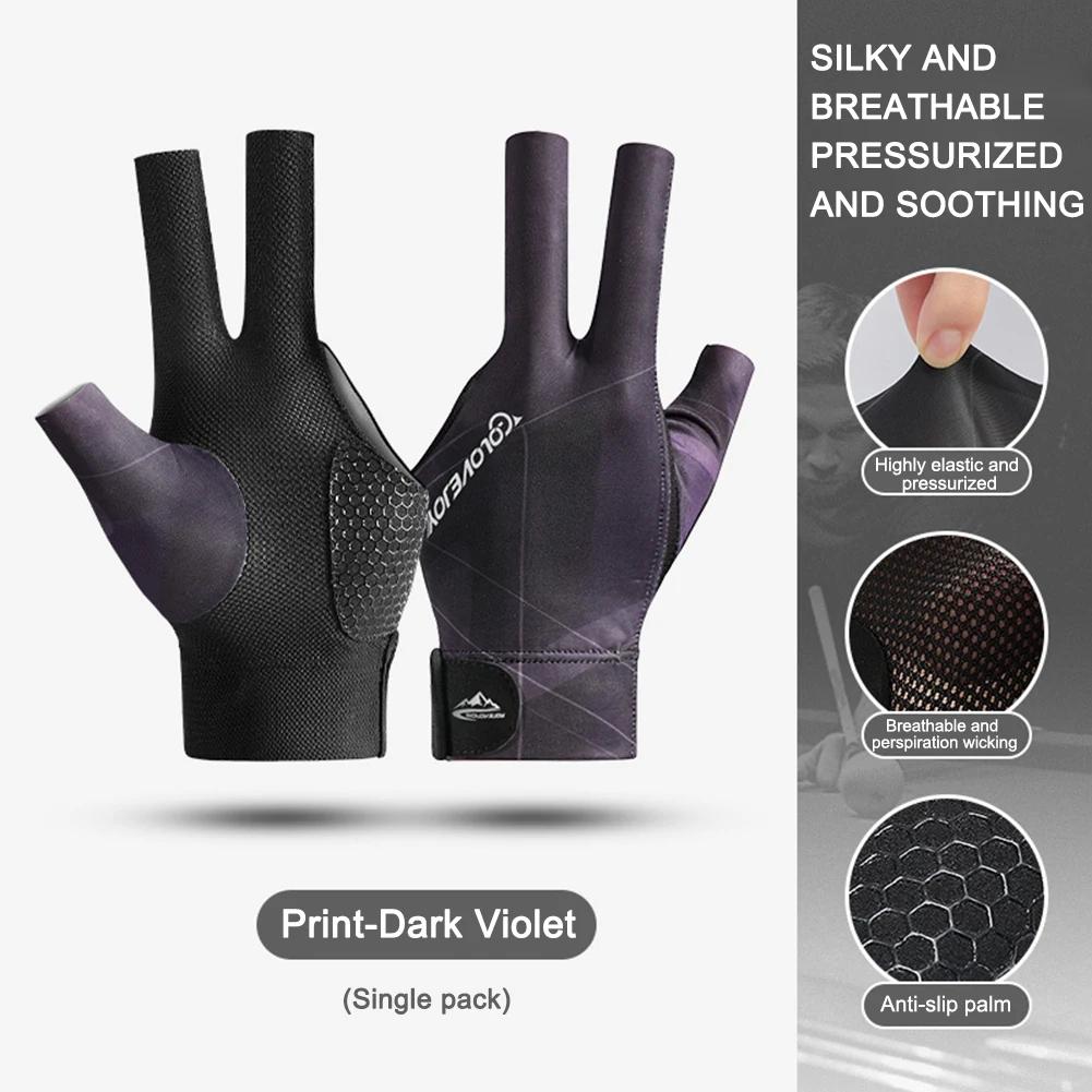 Open Finger Billiard Pool Gloves Adjustable Sticker Polyester Snooker Billiards Gloves Smooth Soft Portable Training Accessories