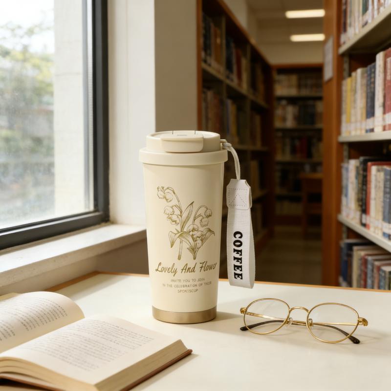 Iris Portable Lily White Stainless Steel Tumbler