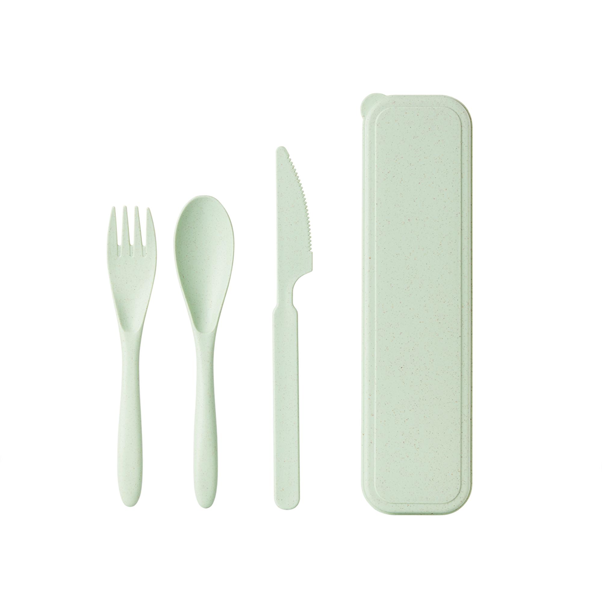 3Pcs Wheat Straw Dinnerware Set Portable Tableware Knife Fork Spoon Eco-Friendly Travel Cutlery  Utensil Box Chopsticks